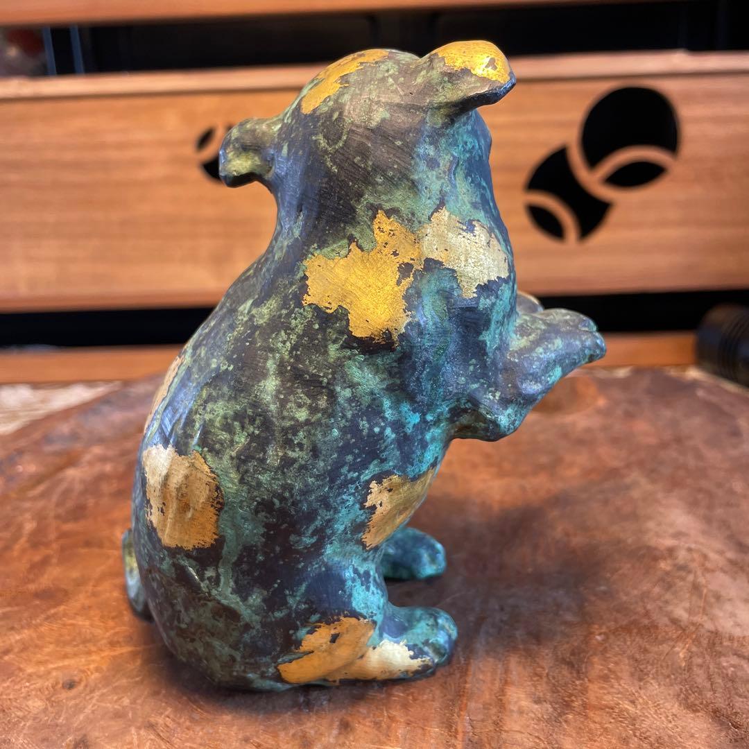 五世 秦藏六造， 塗金子犬置物，金工，藏六造