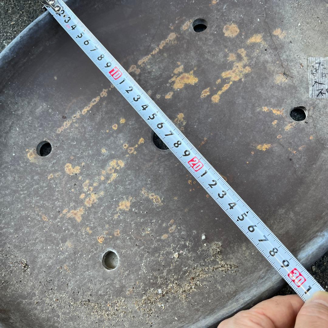 盆栽鉢　時代落款楕円縁入り盆栽鉢40.5x30.5x5cm支那鉢　和鉢