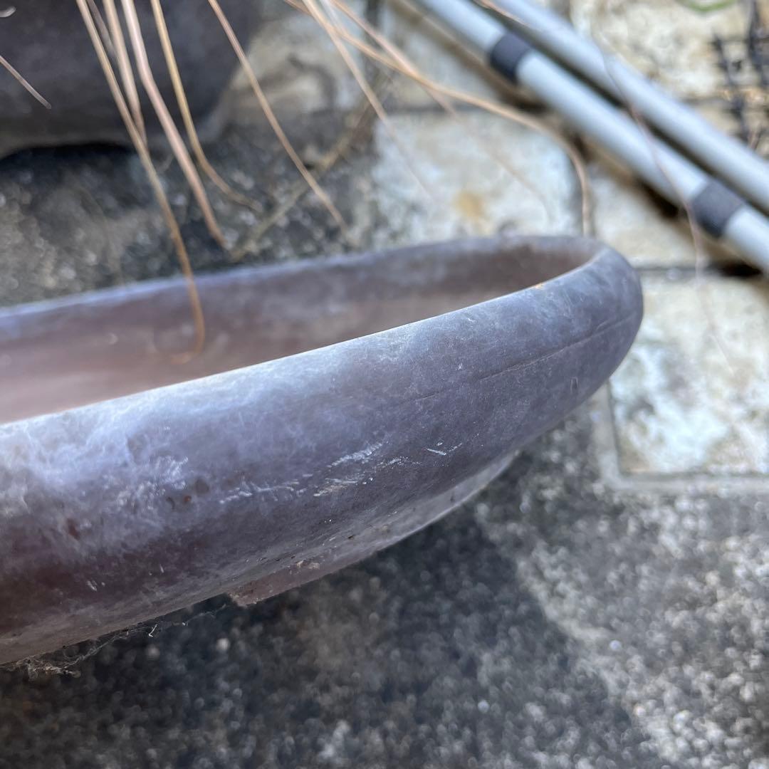 盆栽鉢　時代落款楕円縁入り盆栽鉢40.5x30.5x5cm支那鉢　和鉢