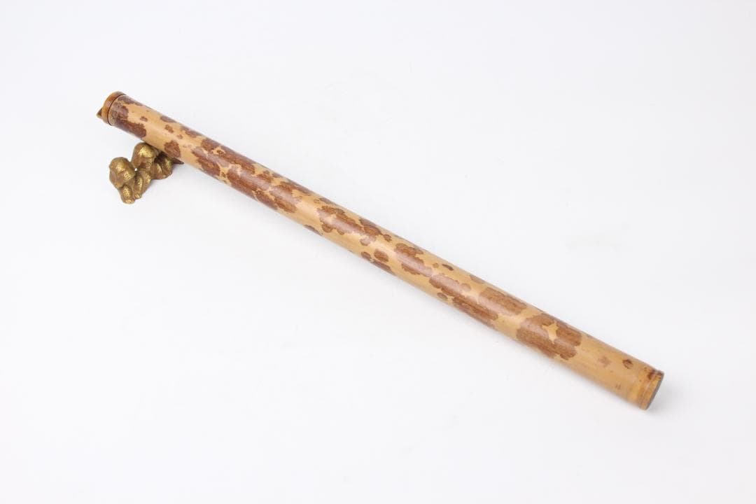 時代 斑紋竹 高級材料 香筒　全長40㎝ EM19-12