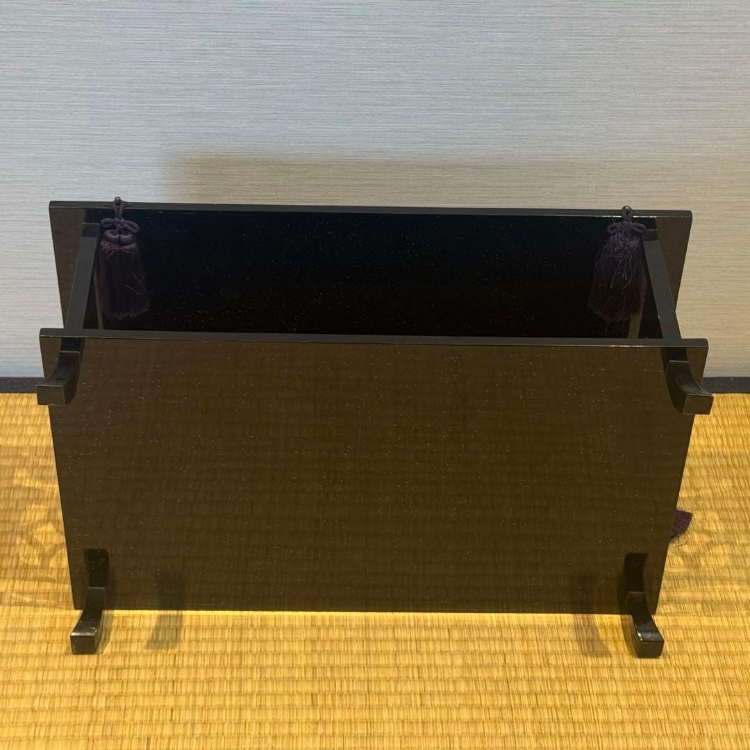 塗師 喜斎 作 蝋色 冠卓 房飾 共箱 木製漆器 花台 二段