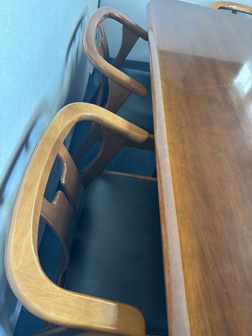 ダークブラウン木製ダイニングテーブルと椅子6脚セット 岐阜県揖斐郡池田町まで