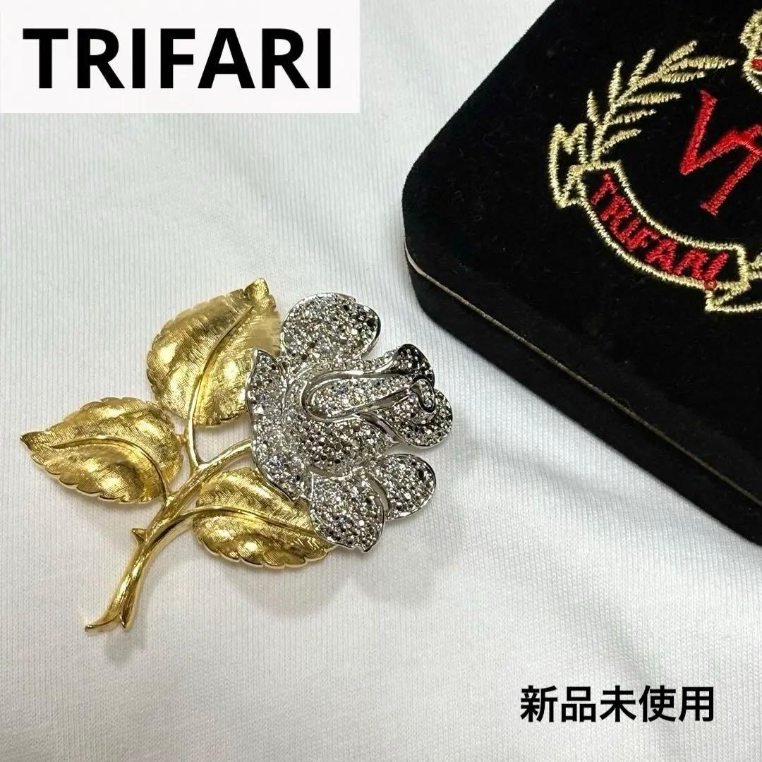 新品 希少 VINTAGE TRIFARI トリファリ 大ぶり ブローチ 薔薇