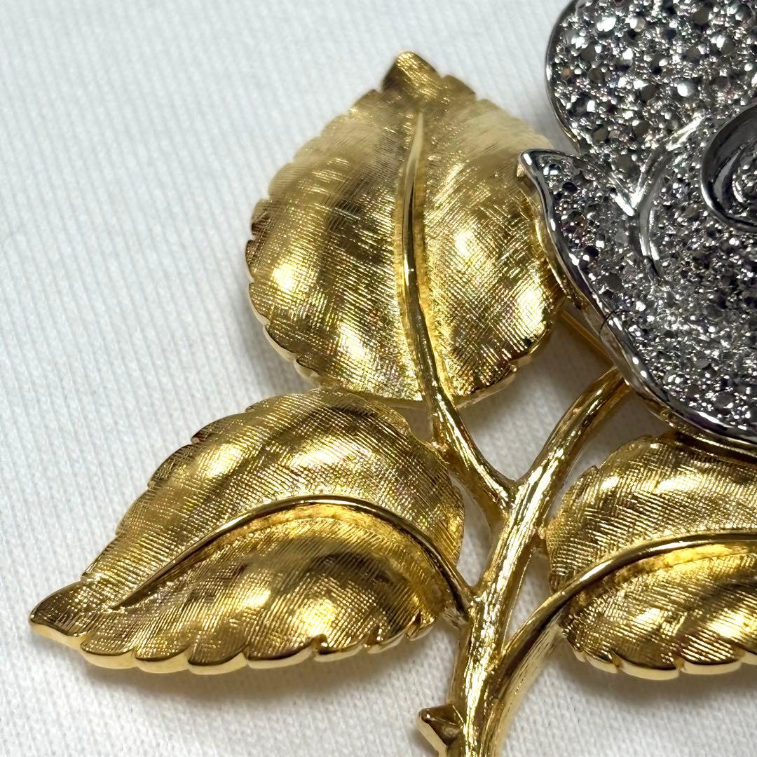 新品 希少 VINTAGE TRIFARI トリファリ 大ぶり ブローチ 薔薇