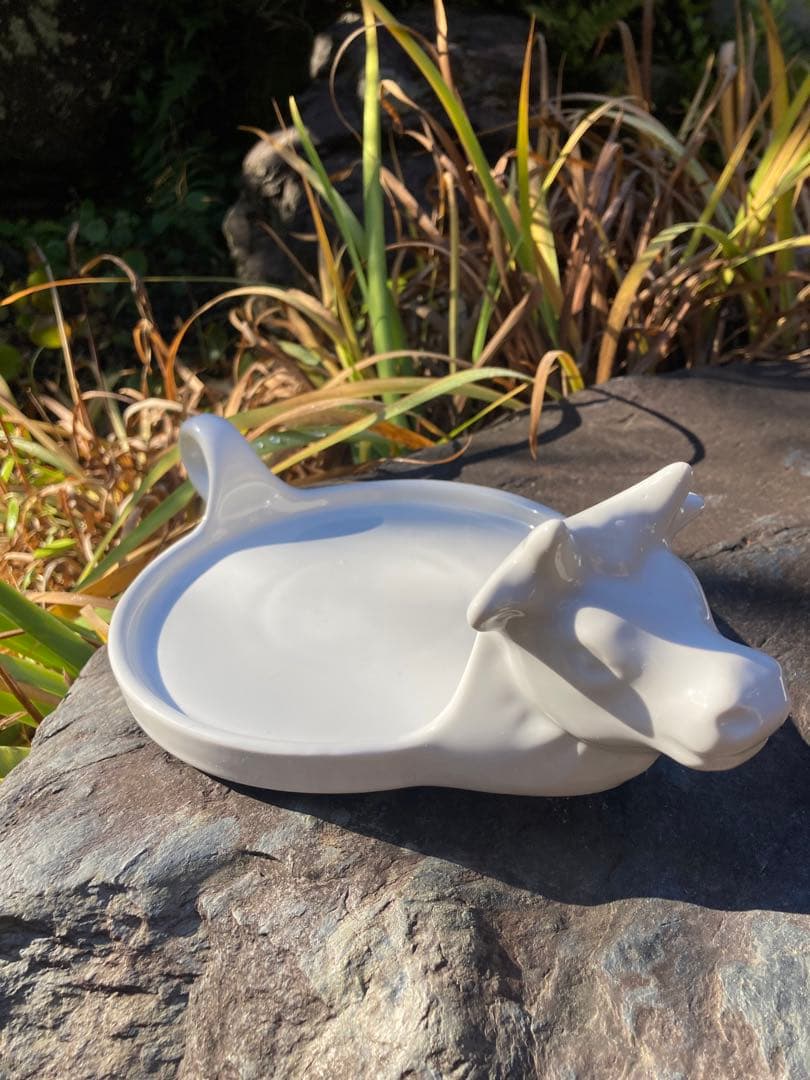 ヨーロッパ製　牛のチーズ皿　白磁　陶器皿La Porcellana Bianca