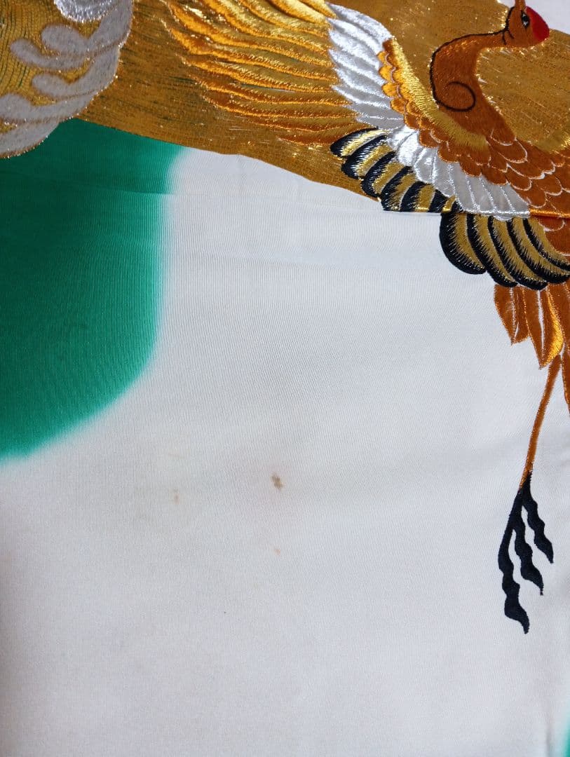 海外コレクター向きＪAＰAＮジャパン日本女性用特大雅金襴豪華刺繍鶴絵図柄和装着物