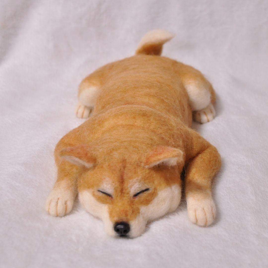 羊毛フェルト♡おねんねする柴犬