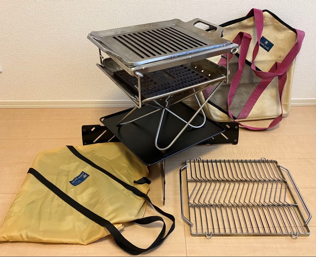 スノーピーク 焚火台M セット中古  peak BBQ 鉄板 キャンプ