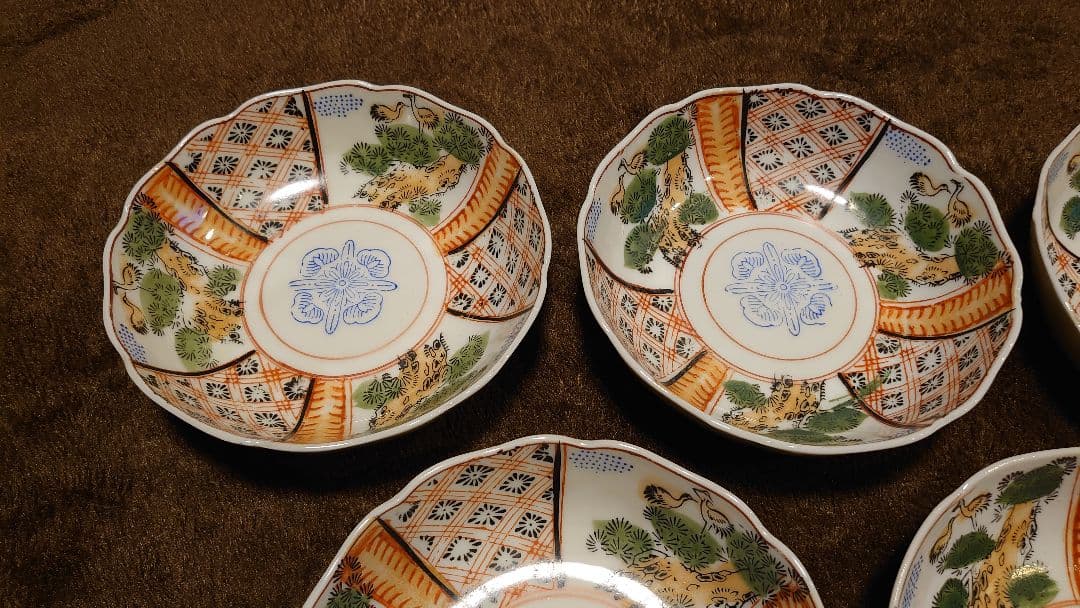 古伊万里　伊万里　なます皿　色絵　５客