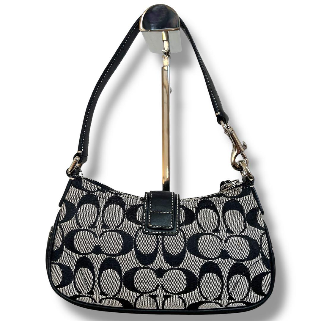 美品 COACH ハンドバッグ キャンバス ネイビー ソーホー シグネチャー