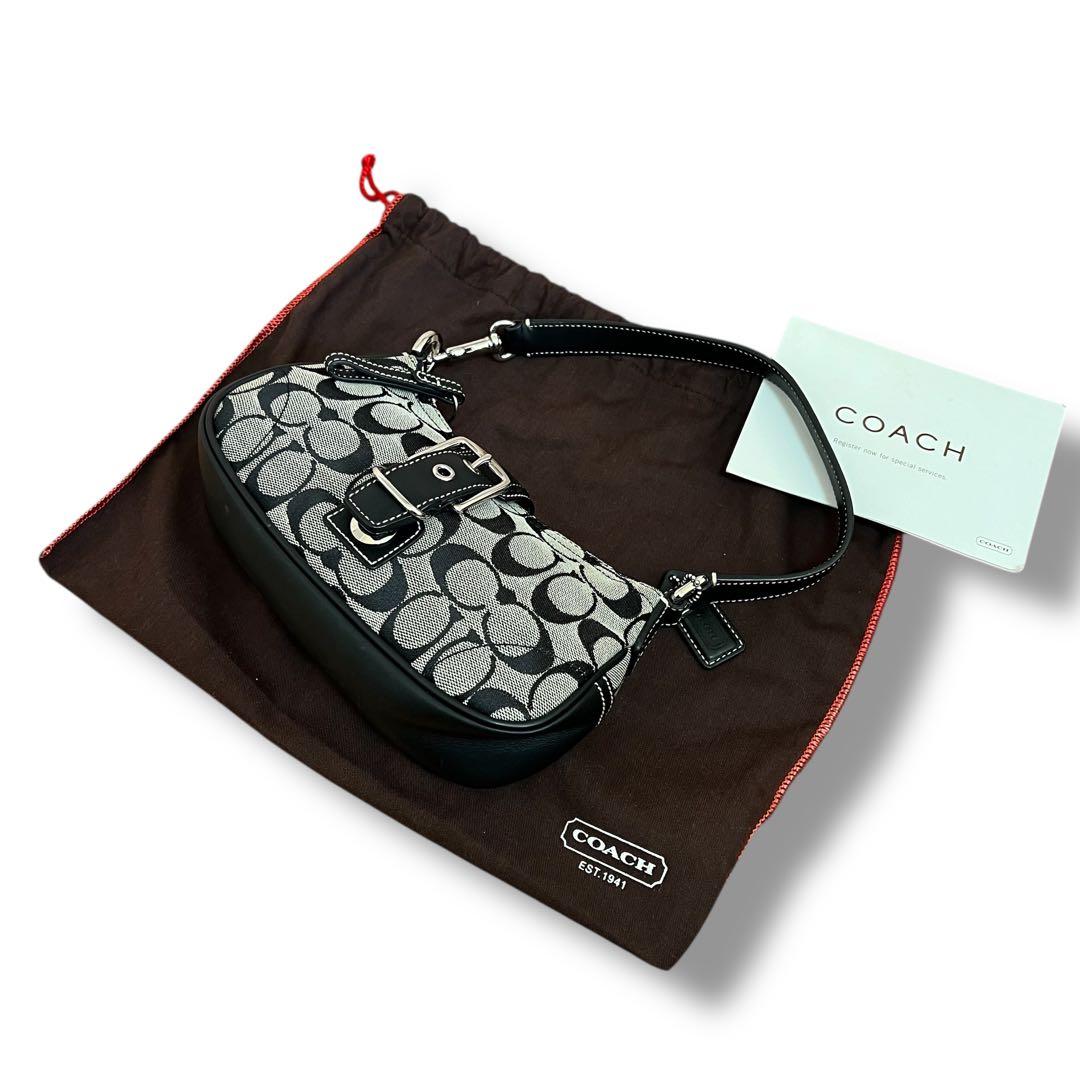 美品 COACH ハンドバッグ キャンバス ネイビー ソーホー シグネチャー