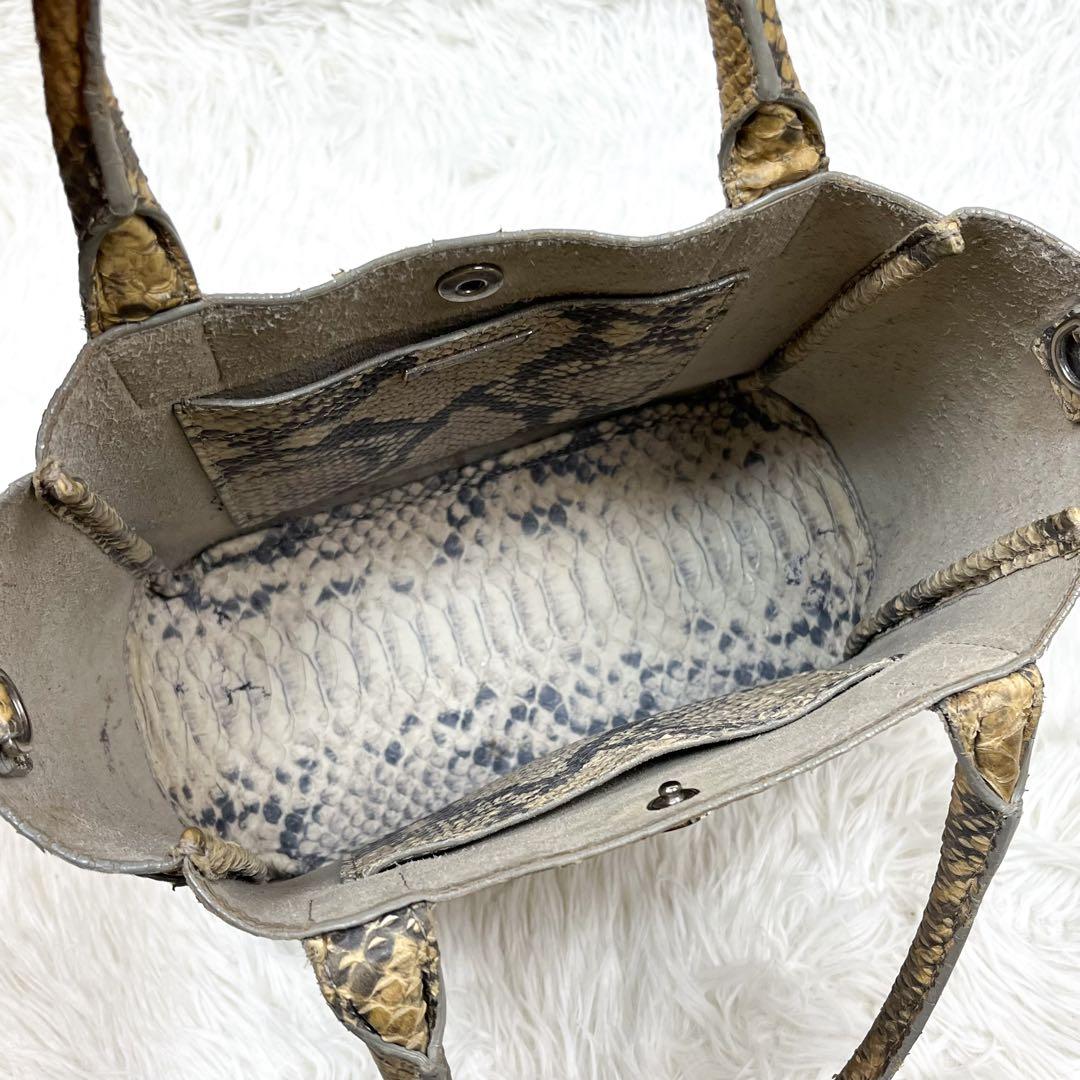 超希少 ティファニー ハンドバッグ リアルパイソンレザー ロゴ金具