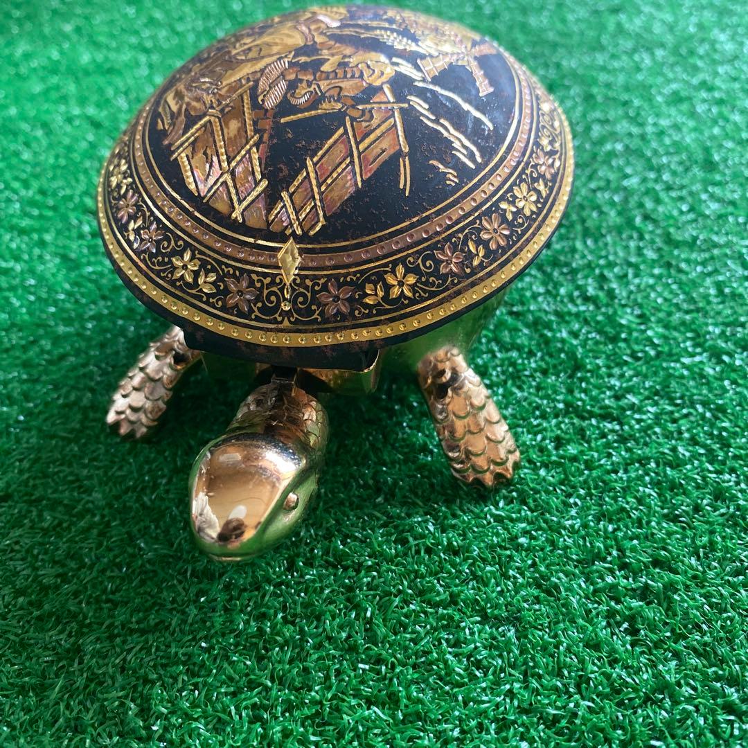 希少品　ダマスキナード　スペイン　金象嵌　亀　呼び鈴
