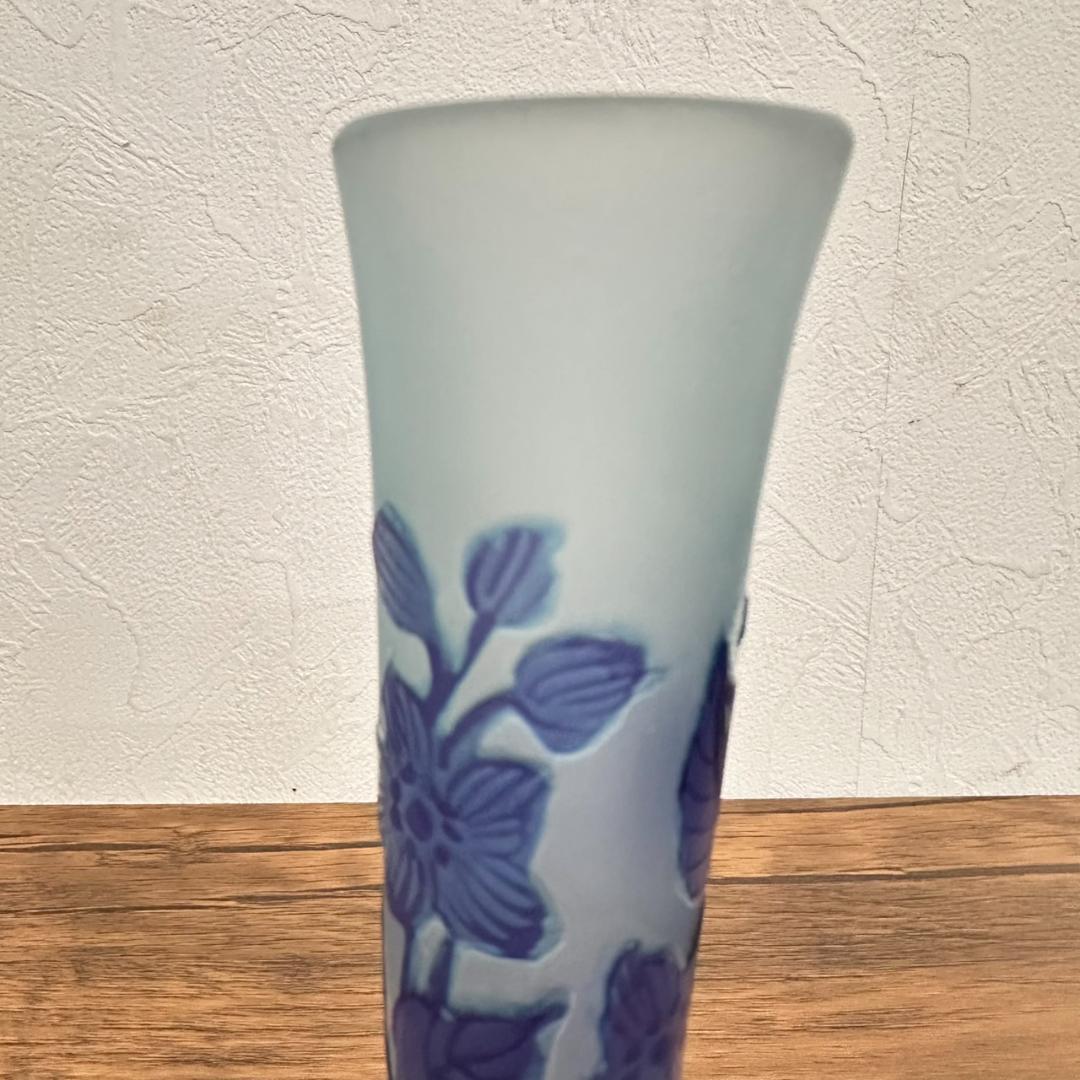 エミールガレ かわいいサイズ 一輪挿し　花瓶　カメオ彫り　被せガラス