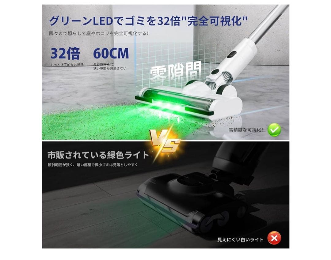 掃除機 コードレス【2026業界初AIホコリ自動検知！75Kpa真の強力吸引力