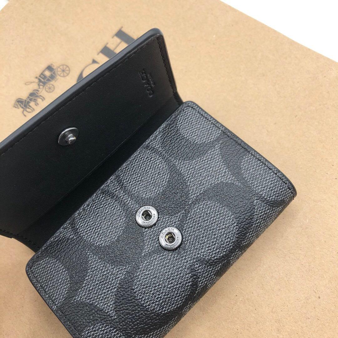 【COACH☆訳あり新品】☆シグネチャー☆チャコール☆5 リング キー ケース☆