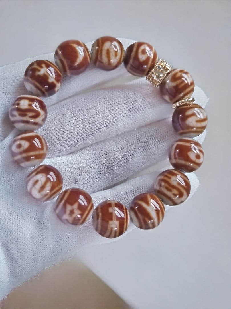 新作♡火供龍紋丸天珠ブレス