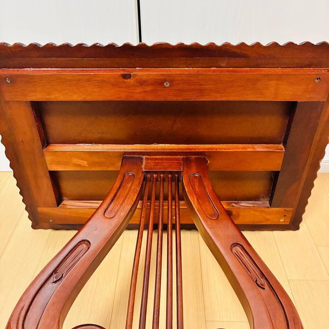 【希少】英国　イギリス　マホガニー　ハープ型　サイドテーブル　ヴィンテージ　猫脚