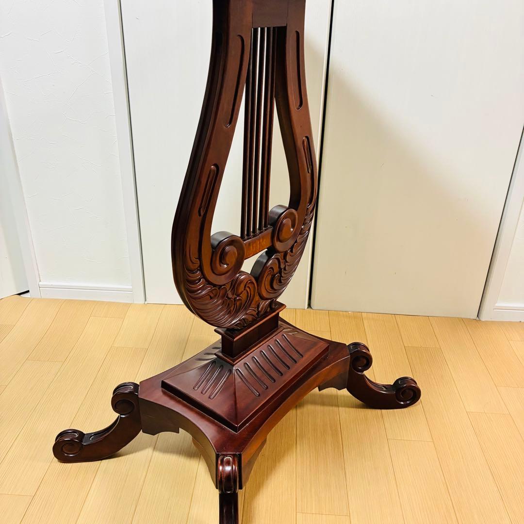 【希少】英国　イギリス　マホガニー　ハープ型　サイドテーブル　ヴィンテージ　猫脚