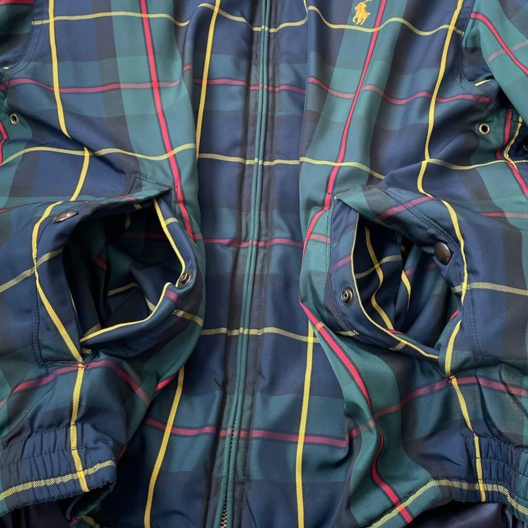 美品✨ ラルフローレン チェック ハリントン ダウンジャケット グリーン M