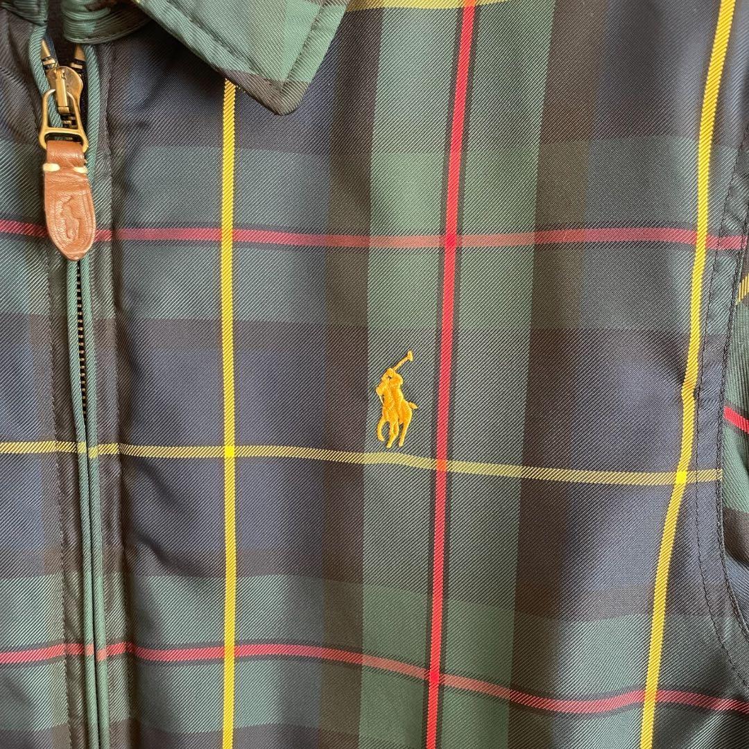 美品✨ ラルフローレン チェック ハリントン ダウンジャケット グリーン M