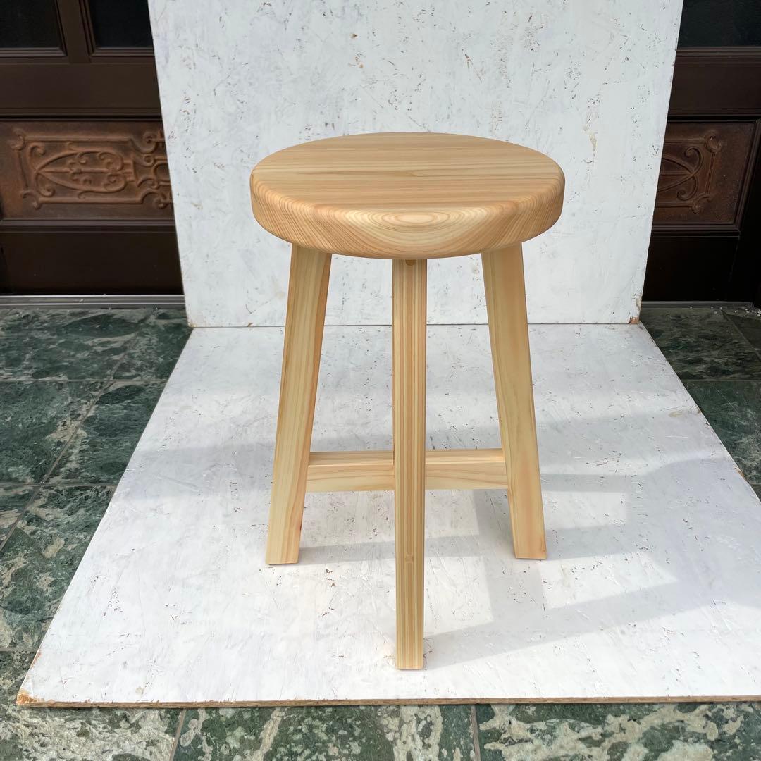 Tatsuya　国産ひのき　丸椅子　2脚