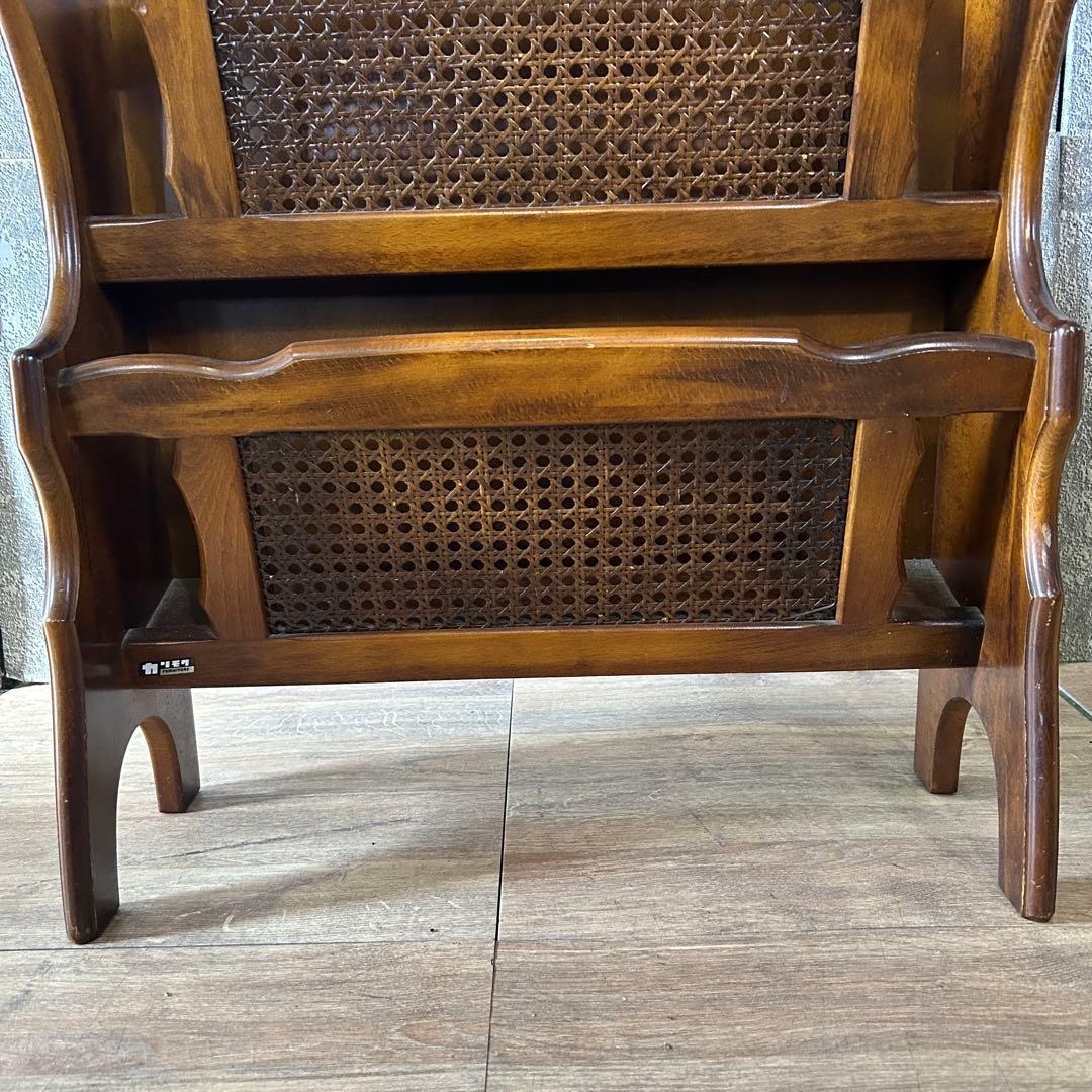 ꧁カリモク家具 karimoku꧂オールドカリモクマガジンラック 籐 ラタン