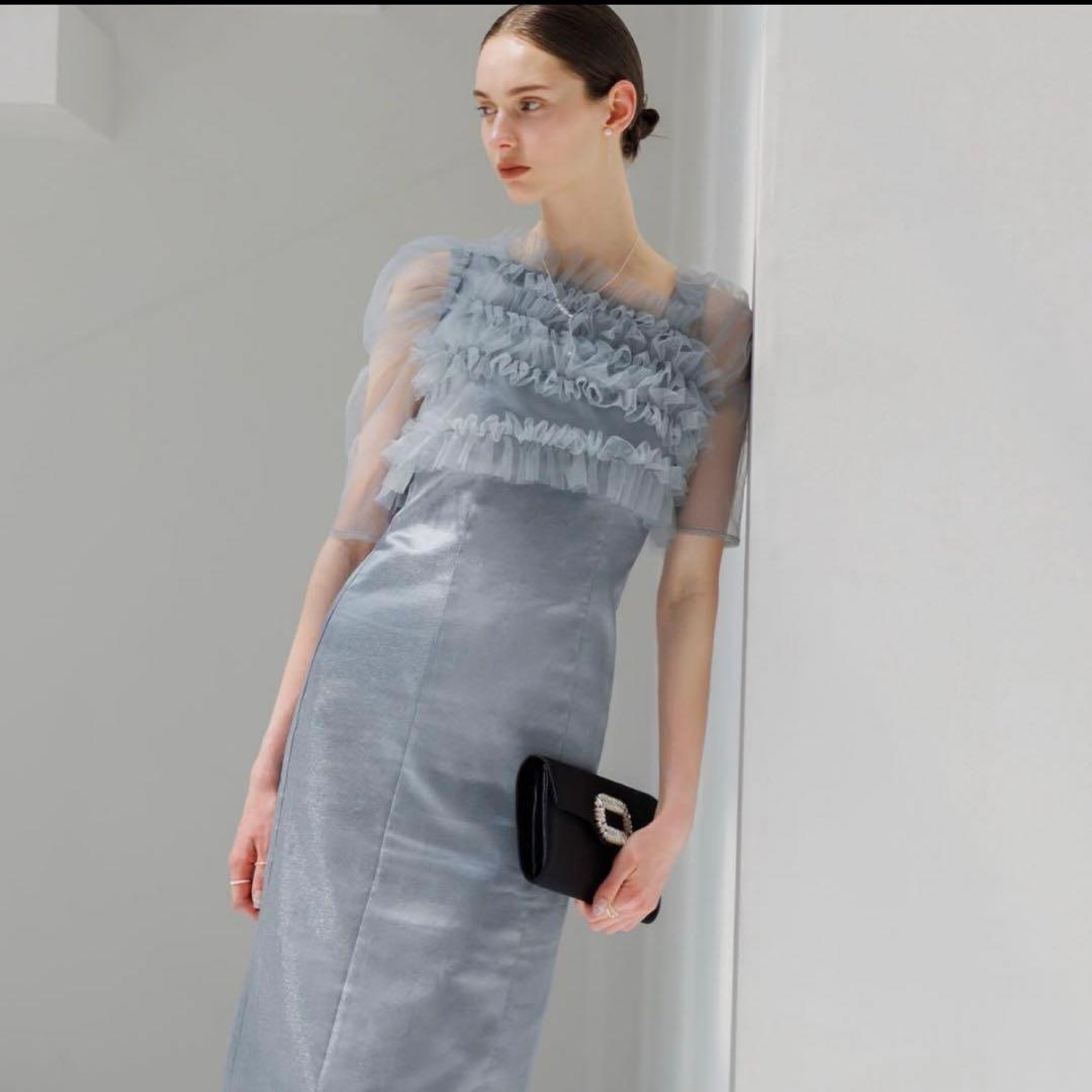 Leja レジャ お呼ばれ　チュールアシンメトリーティアードフリルIラインドレス