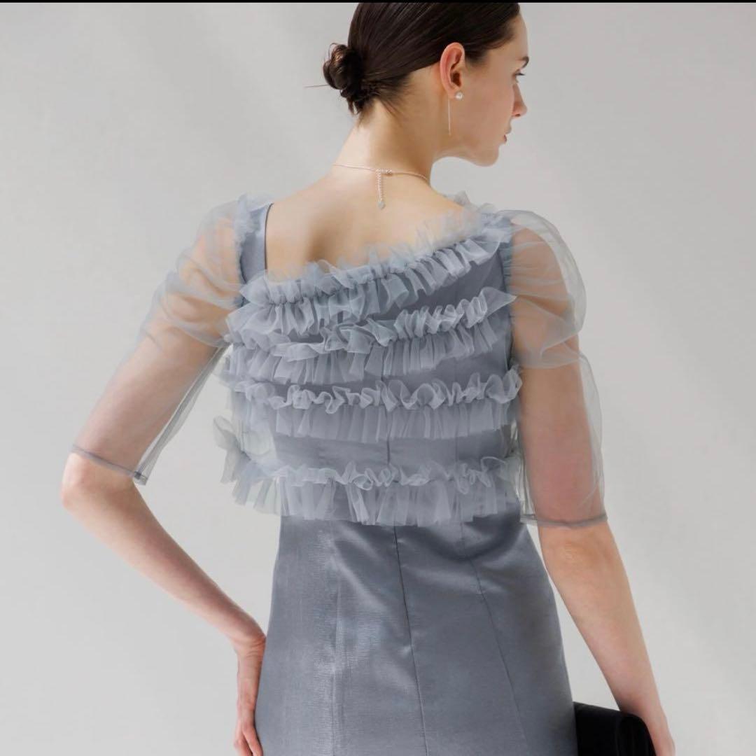 Leja レジャ お呼ばれ　チュールアシンメトリーティアードフリルIラインドレス