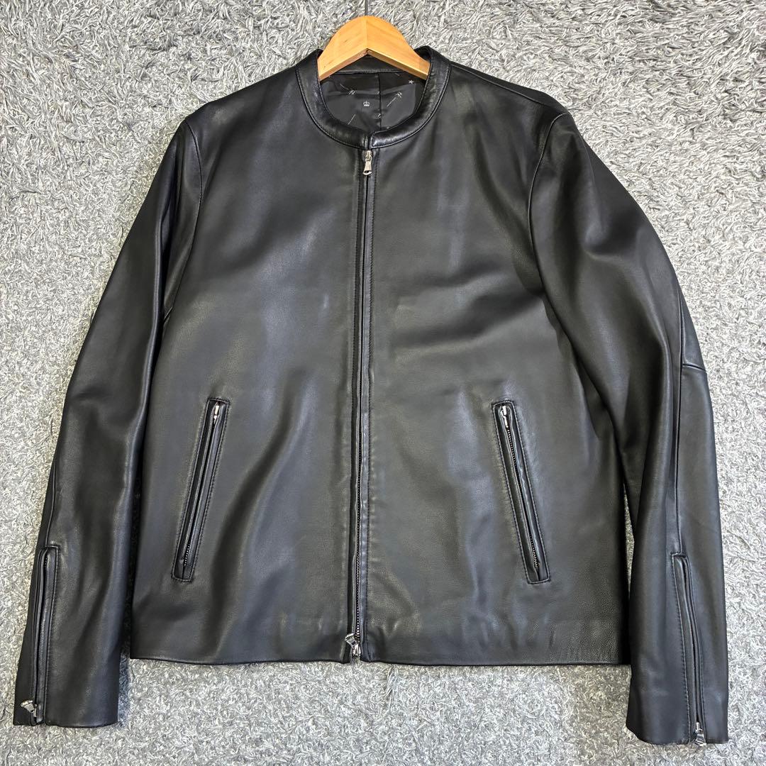 【美品】タケオキクチ シングルライダースジャケット ラムレザー ブラック L