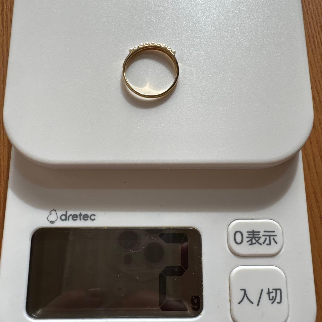 K18YG 淡水真珠 ナチュラルホワイトリング