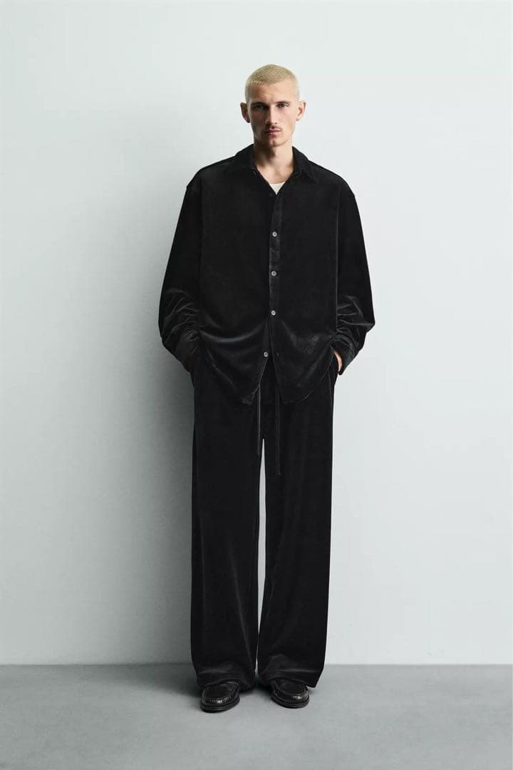 ZARA ザラ ベルベットリラックスフィットシャツジャケット M