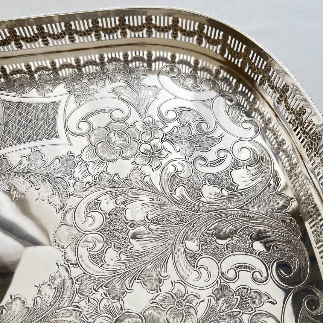 【Viners】 ギャラリートレー 56cm 【シルバープレート】 ハンドル