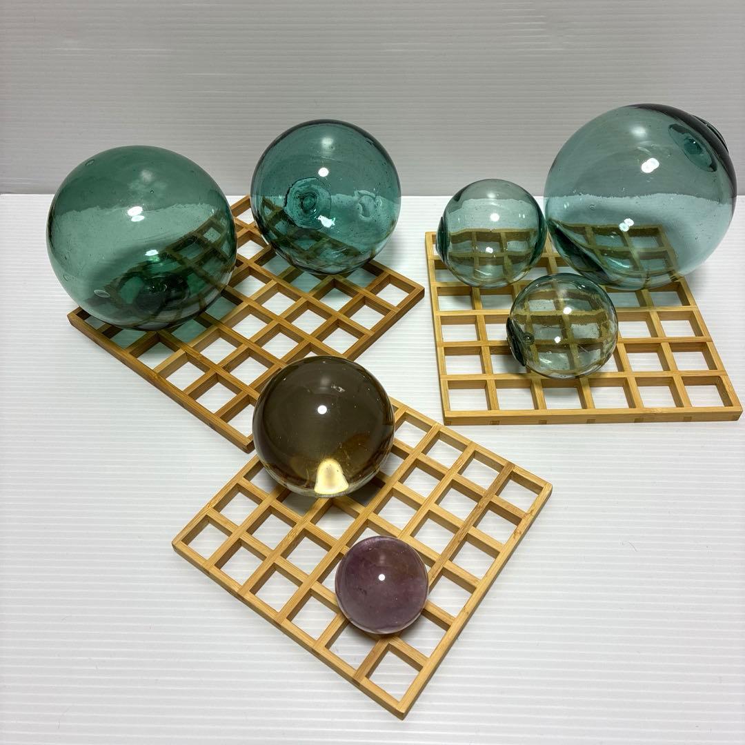 《浮玉　パワーストーン　水晶　木製台座》置物飾り物インテリア装飾　風流　10点