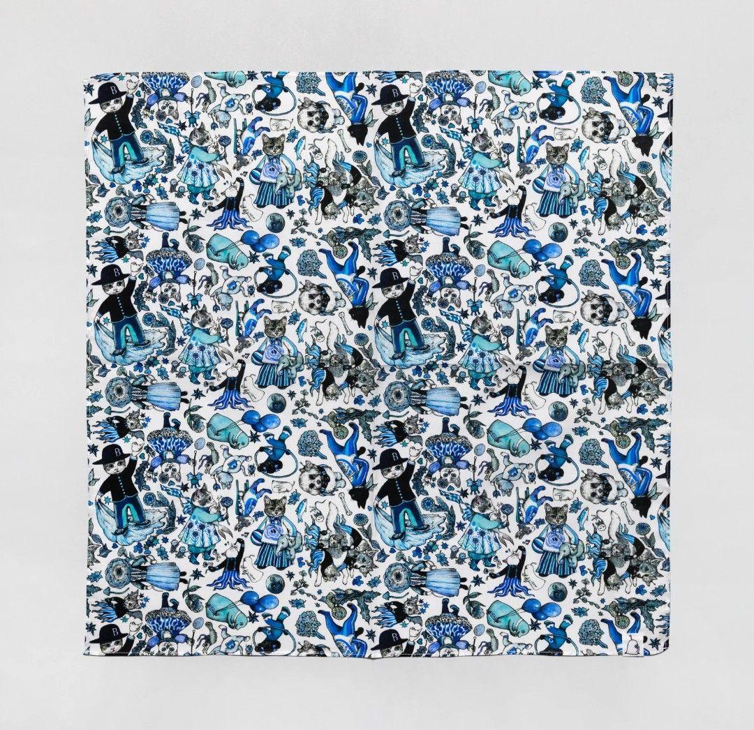 ヒグチユウコ サコッシュ ハンカチ （ブルー）2点セット ボリス雑貨店