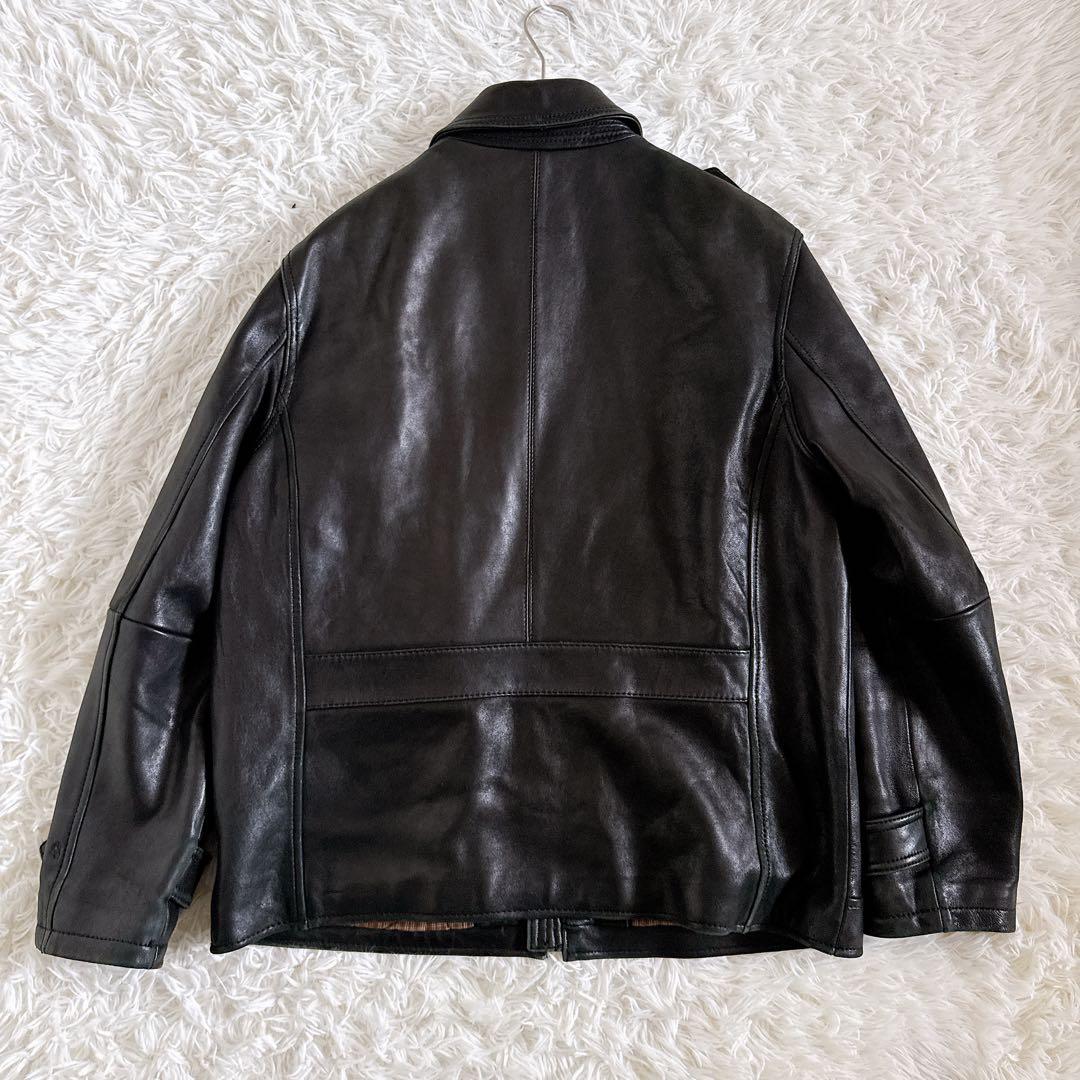 Lサイズ✨ブルックスブラザーズ オールレザージャケット フルジップ 裏地チェック