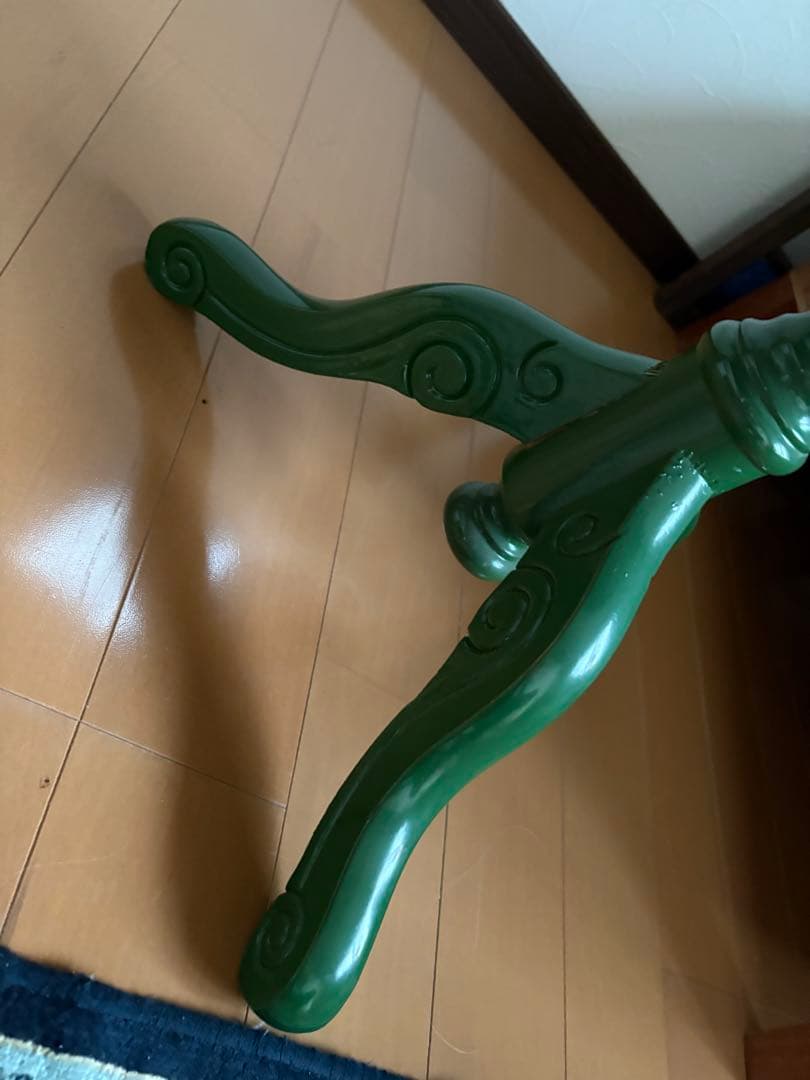 アンティーク　イタリア　象嵌　緑色の花模様八角形テーブル