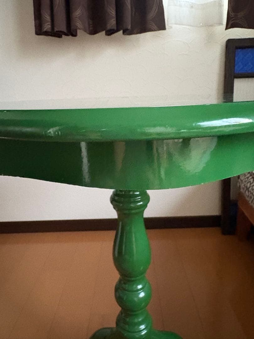 アンティーク　イタリア　象嵌　緑色の花模様八角形テーブル