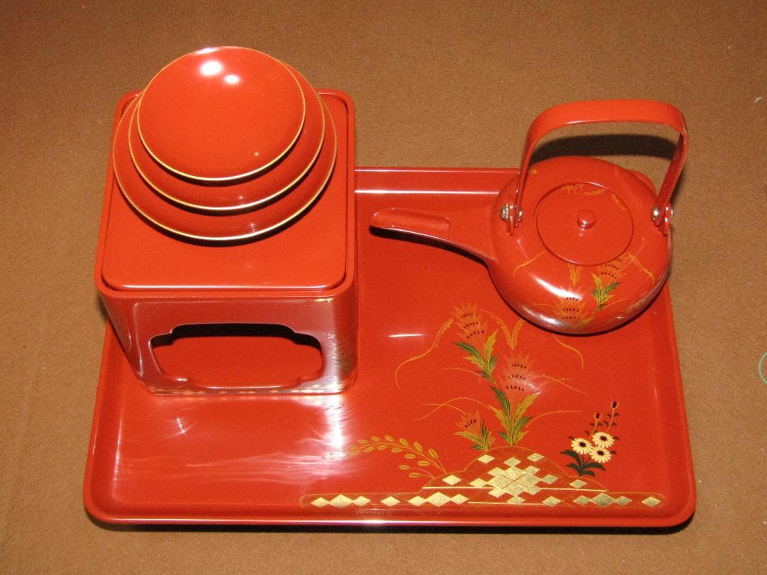 【山口県特産　大内塗　屠蘇器揃】お正月用品　美品