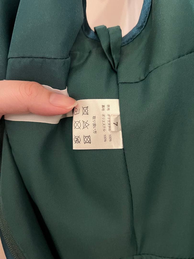 美品 TWEED レース装飾ドレス グリーン 7号 演奏会 発表会 結婚式