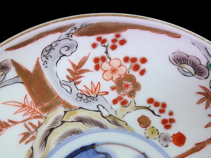 古伊万里　色絵　松竹梅に団龍紋の図　５寸皿　５枚　C657AS-CQk