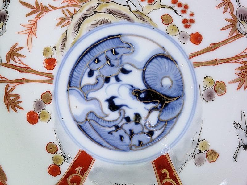 古伊万里　色絵　松竹梅に団龍紋の図　５寸皿　５枚　C657AS-CQk