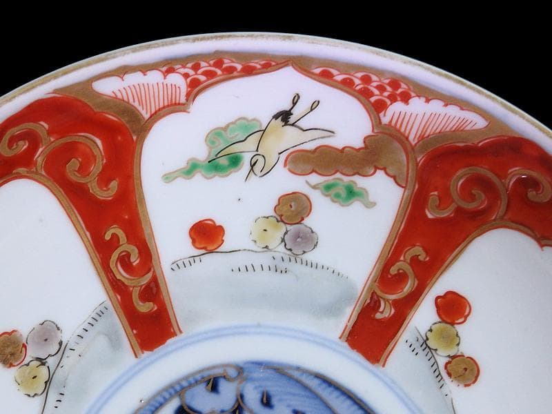 古伊万里　色絵　松竹梅に団龍紋の図　５寸皿　５枚　C657AS-CQk