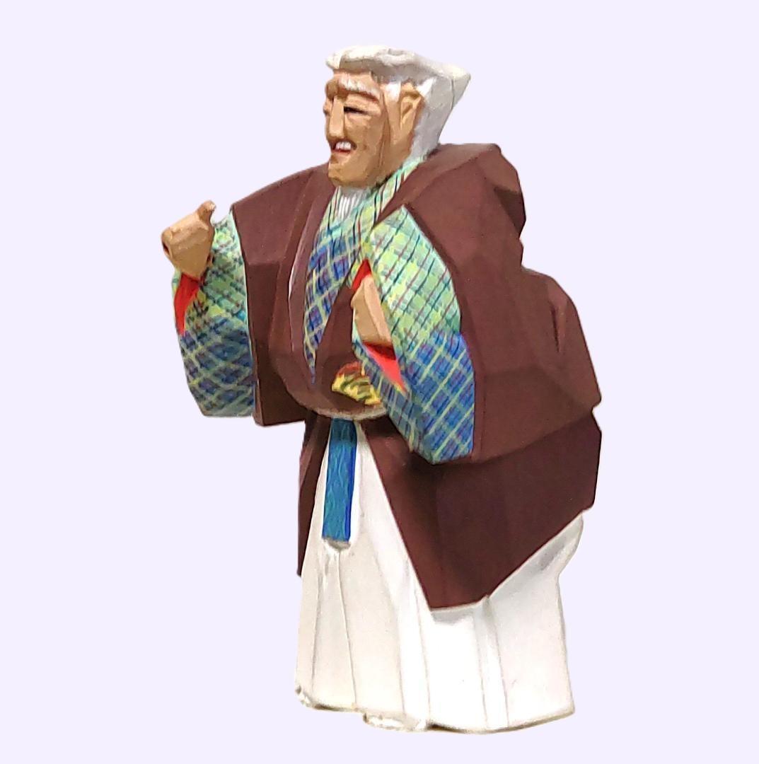 一刀彫 高砂 奈良一刀彫 奈良人形 木嶋良宗 工芸品 置物 共箱