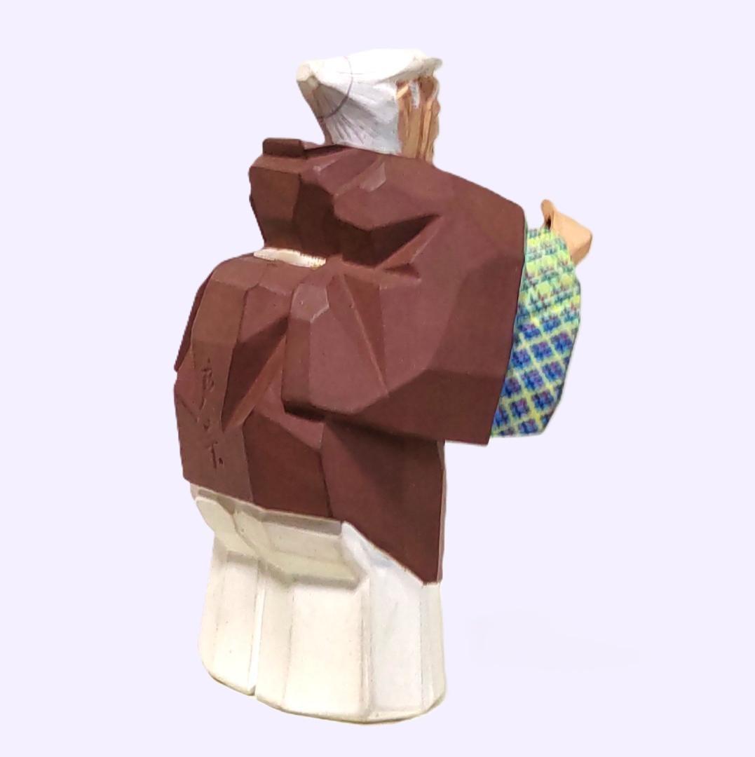 一刀彫 高砂 奈良一刀彫 奈良人形 木嶋良宗 工芸品 置物 共箱