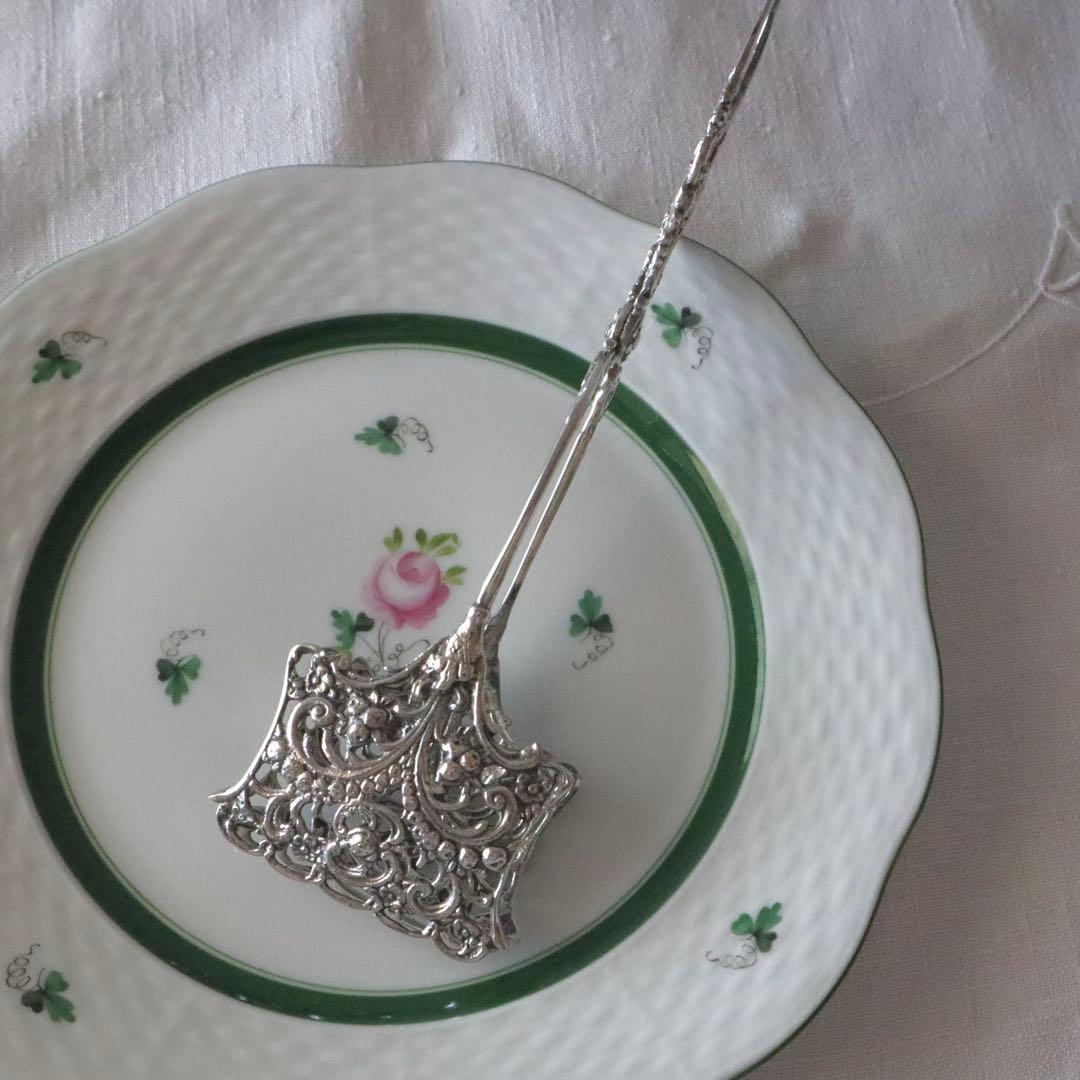 純銀ケーキトング　天使文様　ドイツ銀800