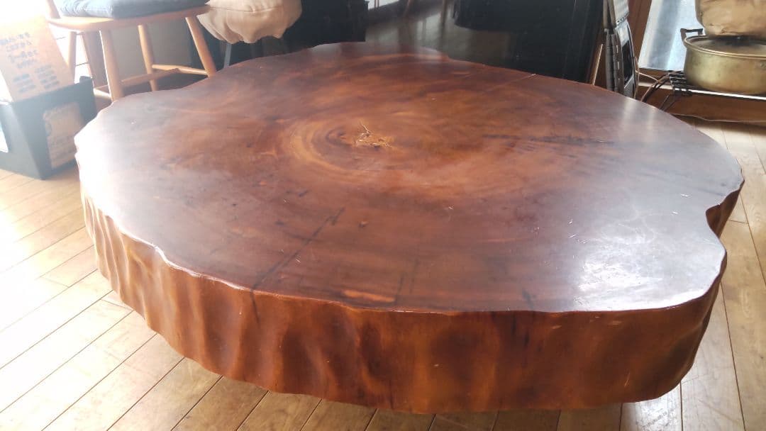屋久杉・天然木・１枚板・輪切りの座卓（中古）
