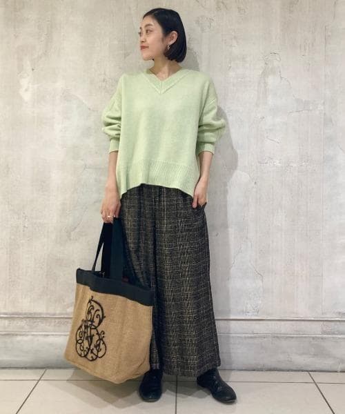 aosoaumei　ビアズリー　ウエストリブループチェックパンツ