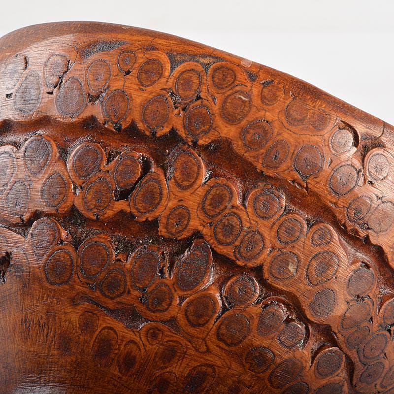 茶道具　漆塗　竹根製　茶碗　朱漆銘あり　M　R5610