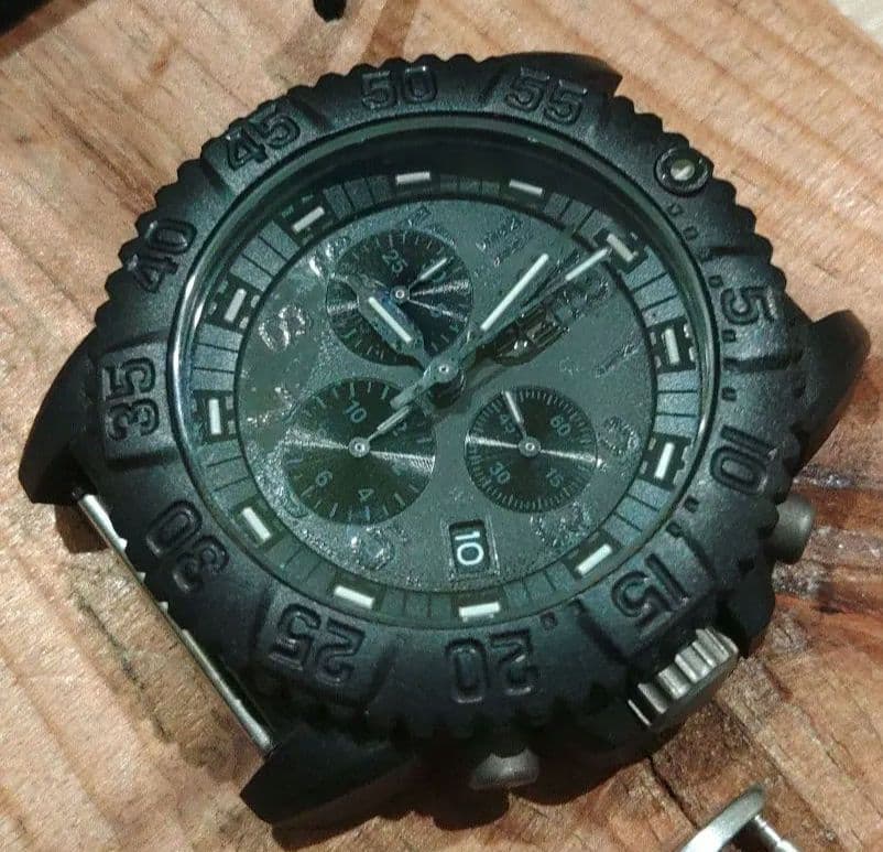 電池交換済　稼働品 LUMINOX 3080 黒 クロノ 箱説付